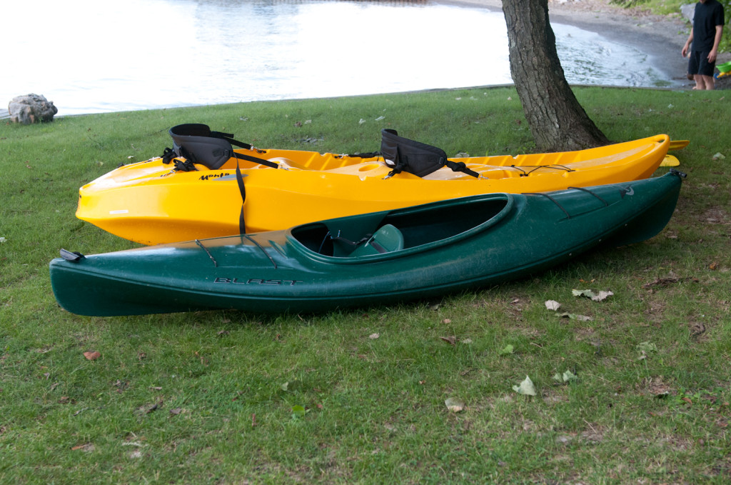 We have a tandem kayak and a single kayak and paddles available for your use.